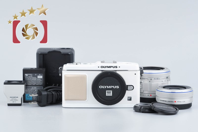 【中古】OLYMPUS オリンパス PEN E-P1 ホワイト ダブルレンズキット シャッター回数僅少