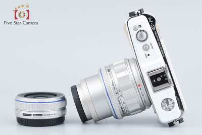 【中古】OLYMPUS オリンパス PEN E-P1 ホワイト ダブルレンズキット シャッター回数僅少