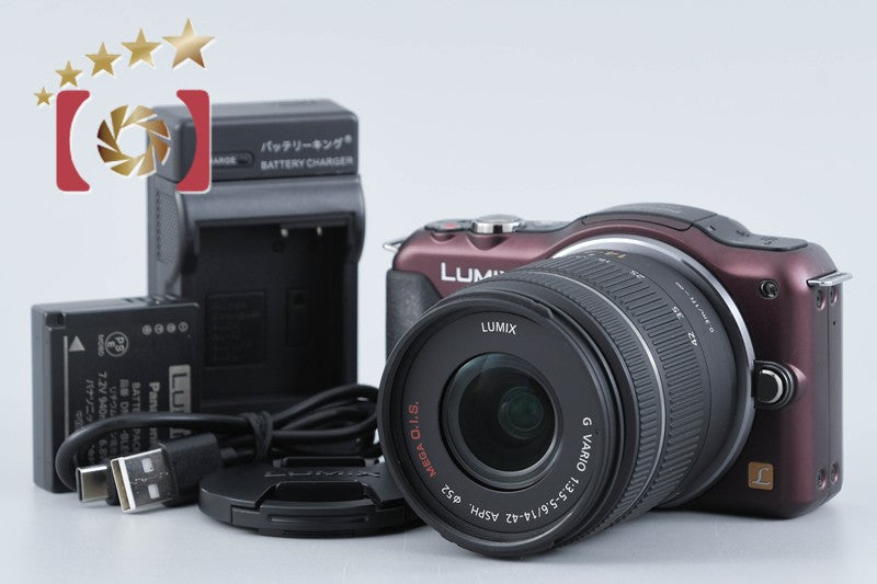 【中古】Panasonic パナソニック LUMIX DMC-GF5 ブラウン + G VARIO 14-42mm f/3.5-5.6 ASPH. MEGA O.I.S. H-FS014042 シャッター回数僅少