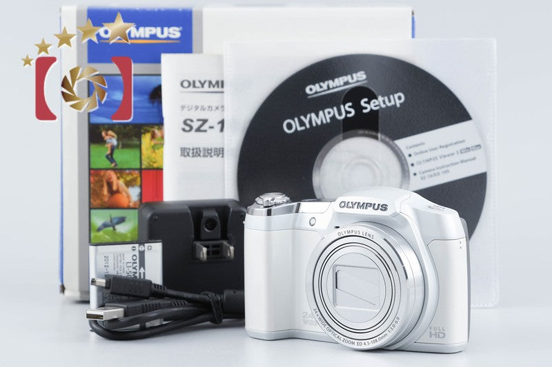 【中古】OLYMPUS オリンパス STYLUS SZ-16 ホワイト コンパクトデジタルカメラ 元箱付き
