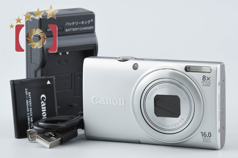 【中古】Canon キヤノン PowerShot A4000 IS シルバー コンパクトデジタルカメラ