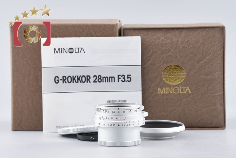【中古】MINOLTA ミノルタ G-ROKKOR 28mm f/3.5 シルバー L39ライカスクリューマウント 元箱付き