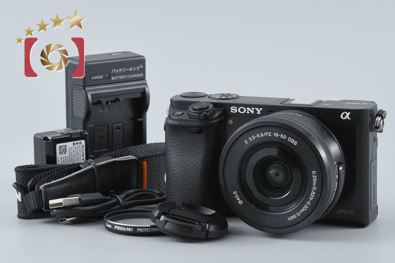【中古】SONY ソニー α6000 ILCE-6000 ブラック パワーズームレンズキット シャッター回数僅少 多言語対応