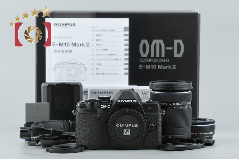 【中古】OLYMPUS オリンパス OM-D E-M10 Mark III EZ ダブルズームキット ブラック シャッター回数僅少 元箱付き
