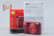 【中古】Nikon ニコン COOLPIX L32 レッド コンパクトデジタルカメラ 元箱付き