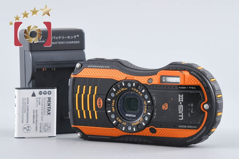 【中古】RICOH リコー PENTAX ペンタックス WG-3 オレンジ 防水アクションカメラ シャッター回数僅少
