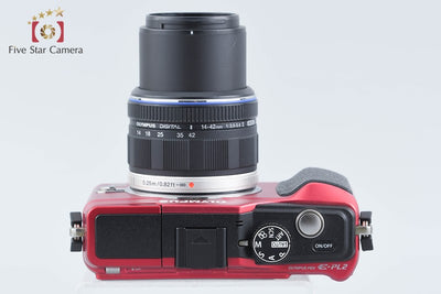 【中古】OLYMPUS オリンパス PEN Lite E-PL2 14-42 レンズキット レッド シャッター回数僅少