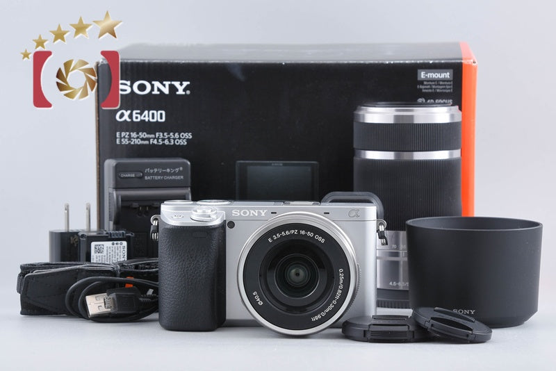 【中古】SONY ソニー α6400 ILCE-6400 ダブルズームレンズキット シルバー 元箱付き 多言語対応
