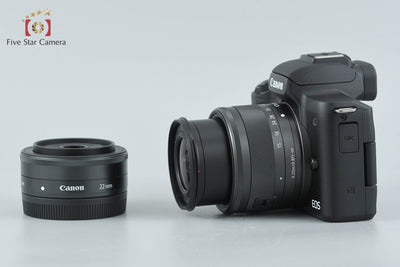 【中古】Canon キヤノン EOS Kiss M ダブルレンズキット ブラック シャッター回数僅少 元箱付き