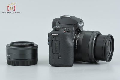 【中古】Canon キヤノン EOS Kiss M ダブルレンズキット ブラック シャッター回数僅少 元箱付き