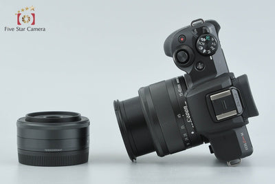 【中古】Canon キヤノン EOS Kiss M ダブルレンズキット ブラック シャッター回数僅少 元箱付き