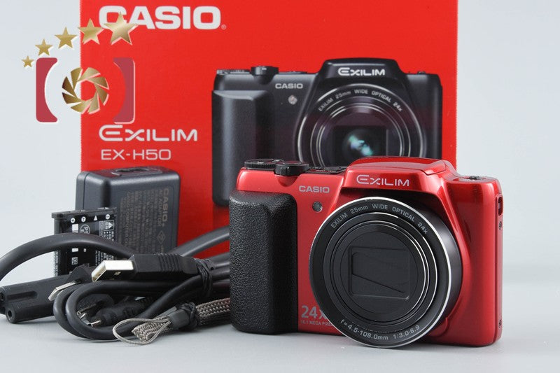 【中古】Casio カシオ EXILIM EX-H50 レッド コンパクトデジタルカメラ 元箱付き