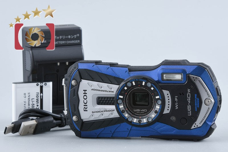 【中古】RICOH リコー PENTAX ペンタックス WG-40W ブルー コンパクトデジタルカメラ シャッター回数僅少