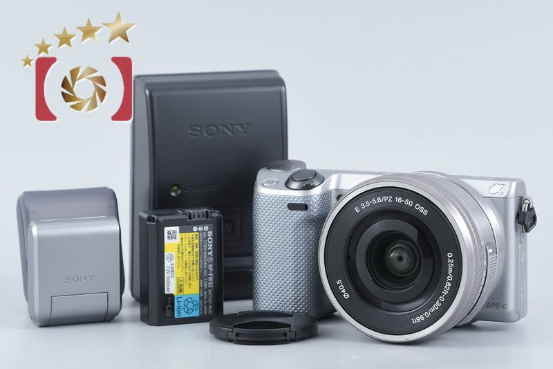 【中古】SONY ソニー α NEX-5T シルバー パワーズームレンズキット シャッター回数僅少 多言語対応