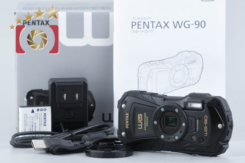 【中古】RICOH リコー PENTAX ペンタックス WG-90 ブラック 防水アクションカメラ シャッター回数僅少 元箱付き