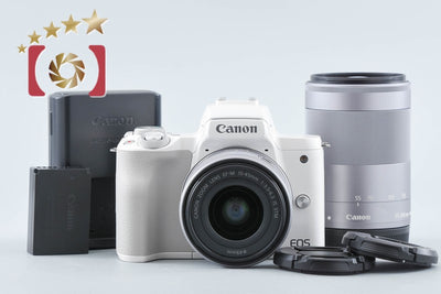 【中古】Canon キヤノン EOS Kiss M ダブルズームキット ホワイト シャッター回数僅少