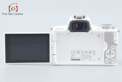 【中古】Canon キヤノン EOS Kiss M ダブルズームキット ホワイト シャッター回数僅少