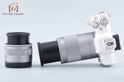 【中古】Canon キヤノン EOS Kiss M ダブルズームキット ホワイト シャッター回数僅少
