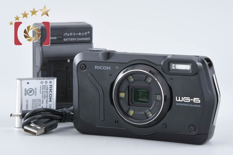 【中古】RICOH リコー PENTAX ペンタックス WG-6 ブラック 防水アクションカメラ シャッター回数僅少