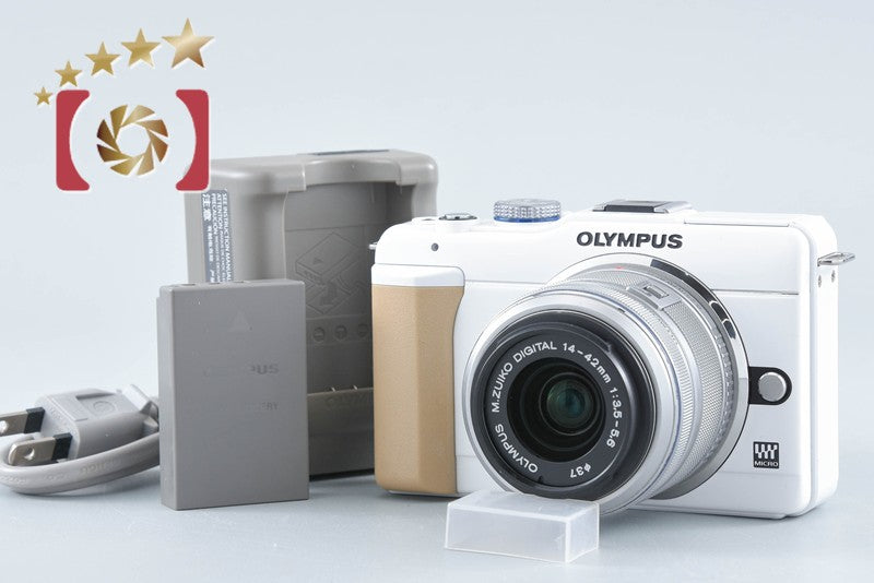 【中古】OLYMPUS オリンパス PEN Lite E-PL1s ホワイト + M.ZUIKO DIGITAL 14-42mm f/3.5-5.6 II R シルバー シャッター回数僅少