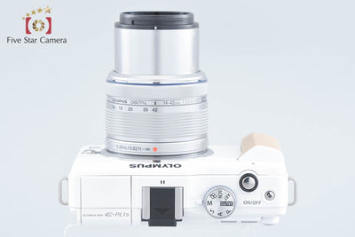 【中古】OLYMPUS オリンパス PEN Lite E-PL1s ホワイト + M.ZUIKO DIGITAL 14-42mm f/3.5-5.6 II R シルバー シャッター回数僅少