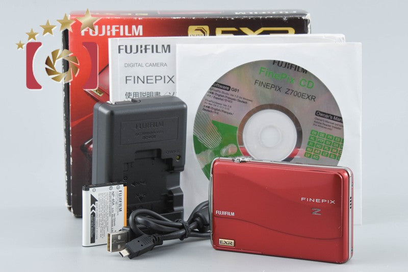 【中古】FUJIFILM 富士フイルム FINEPIX Z700EXR レッド コンパクトデジタルカメラ 元箱付き