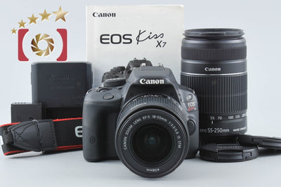 【中古】Canon キヤノン EOS Kiss X7 ダブルズームキット ブラック シャッター回数僅少