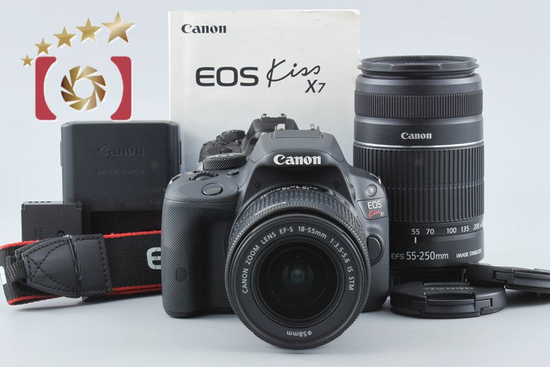 【中古】Canon キヤノン EOS Kiss X7 ダブルズームキット ブラック シャッター回数僅少