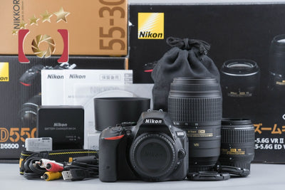 【中古】Nikon ニコン D5500 ブラック ダブルズームキット 元箱付き