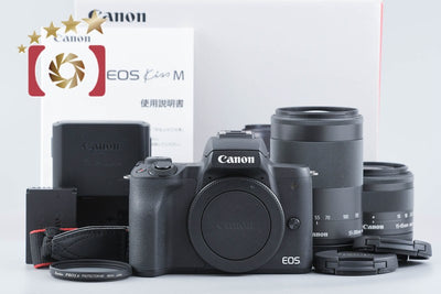【中古】Canon キヤノン EOS Kiss M ダブルズームキット ブラック シャッター回数僅少 元箱付き