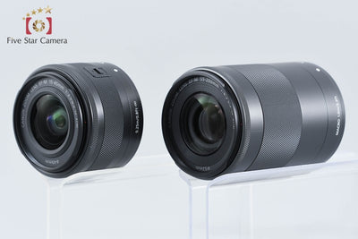 【中古】Canon キヤノン EOS Kiss M ダブルズームキット ブラック シャッター回数僅少 元箱付き