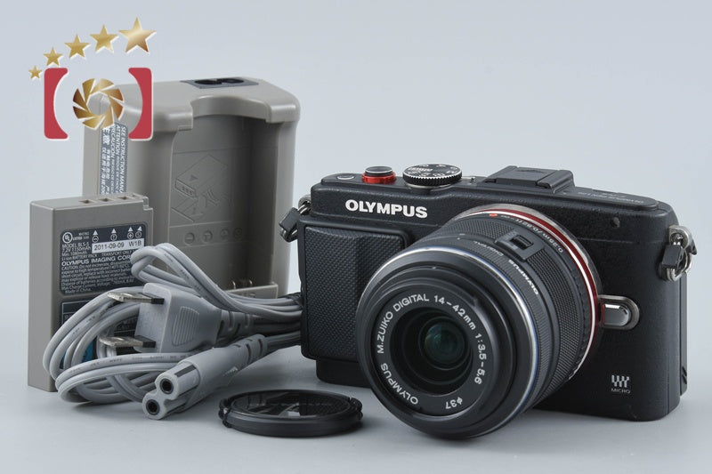 【中古】OLYMPUS オリンパス PEN Lite E-PL6 ブラック + M.ZUIKO DIGITAL 14-42mm f/3.5-5.6 II R シャッター回数僅少