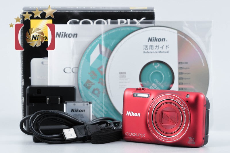 【中古】Nikon ニコン COOLPIX S6600 ラズベリーレッド コンパクトデジタルカメラ 元箱付き