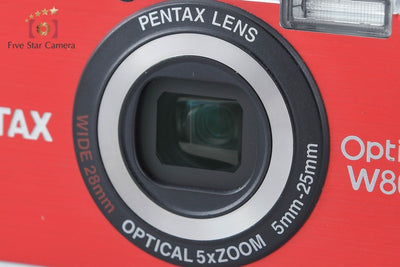 【中古】PENTAX ペンタックス Optio W80 カーディナルレッド コンパクトデジタルカメラ 元箱付き
