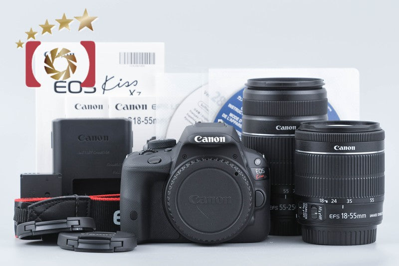 【中古】Canon キヤノン EOS Kiss X7 ダブルズームキット ブラック シャッター回数僅少