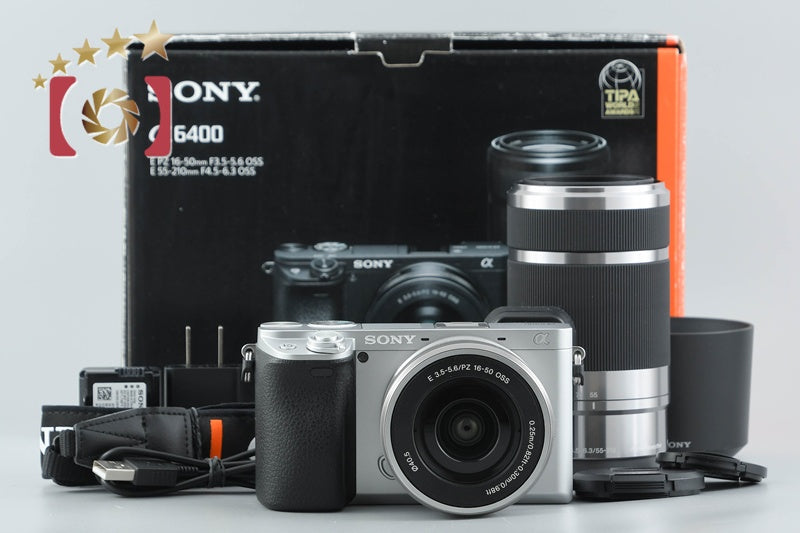 【中古】SONY ソニー α6400 ILCE-6400 ダブルズームレンズキット シルバー 元箱付き 多言語対応