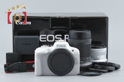 【中古】Canon キヤノン EOS R50 ダブルズームキット ホワイト シャッター回数僅少 元箱付き