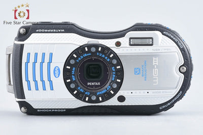 【中古】RICOH リコー PENTAX ペンタックス WG-3 ホワイト・ブルー 防水アクションカメラ シャッター回数僅少