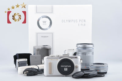 【中古】OLYMPUS オリンパス PEN E-PL8 EZ ダブルズームキット ホワイト シャッター回数僅少 元箱付き