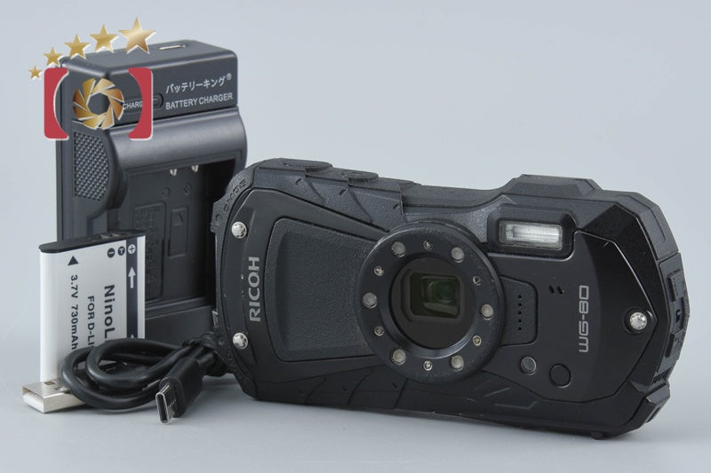 【中古】RICOH リコー PENTAX ペンタックス WG-80 ブラック 防水アクションカメラ