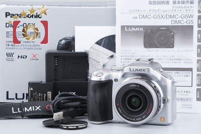 【中古】Panasonic パナソニック LUMIX G DMC-G5 シルバー レンズキット シャッター回数僅少 元箱付き