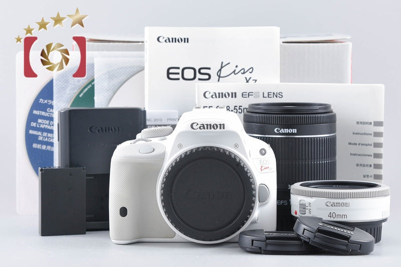 【中古】Canon キヤノン EOS Kiss X7 ダブルレンズキット ホワイト 元箱付き