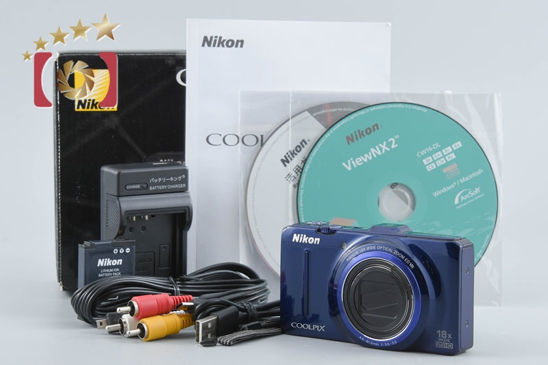 【中古】Nikon ニコン COOLPIX S9300 ネイビーブルー コンパクトデジタルカメラ 元箱付き