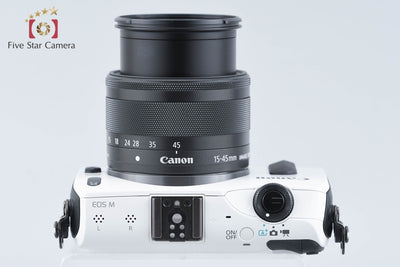 【中古】Canon キヤノン EOS M ホワイト + EF-M 15-45mm f/3.5-6.3 IS STM