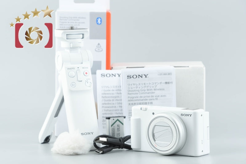 【中古】SONY ソニー VLOGCAM ZV-1M2G シューティンググリップキット ホワイト 元箱付き 多言語対応