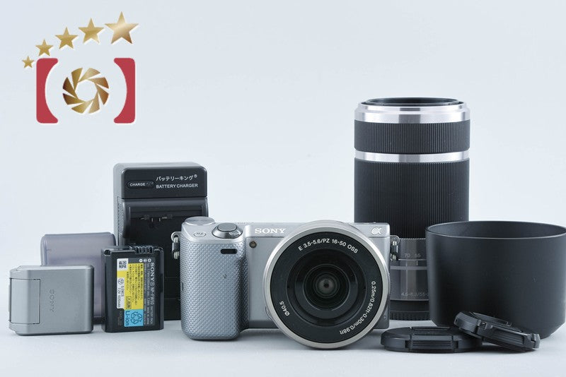 【中古】SONY ソニー α NEX-5T シルバー ダブルズームレンズキット 多言語対応