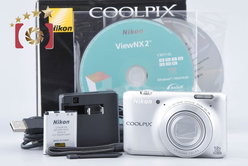 【中古】Nikon ニコン COOLPIX S6400 クリスタルシルバー コンパクトデジタルカメラ 元箱付き