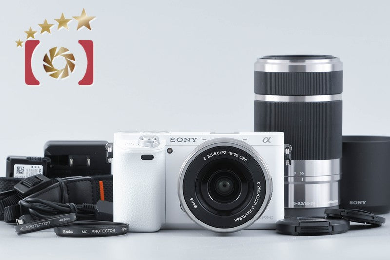 【中古】SONY ソニー α6000 ILCE-6000 ダブルズームレンズキット ホワイト シャッター回数僅少 多言語対応