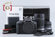 【中古】Canon キヤノン EOS R50 ダブルズームキット ブラック シャッター回数僅少 元箱付き