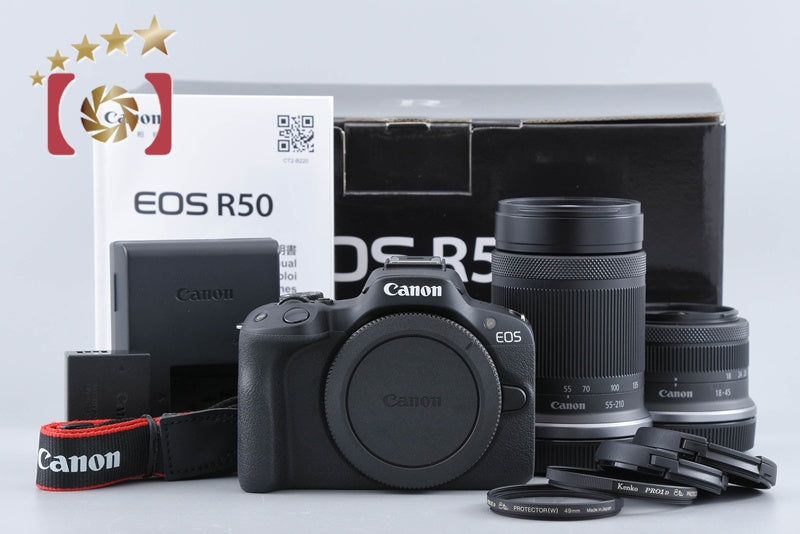 【中古】Canon キヤノン EOS R50 ダブルズームキット ブラック シャッター回数僅少 元箱付き